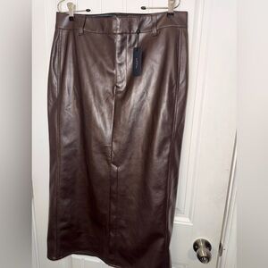 rag & bone Dark Brown Leather Pencil Skirt